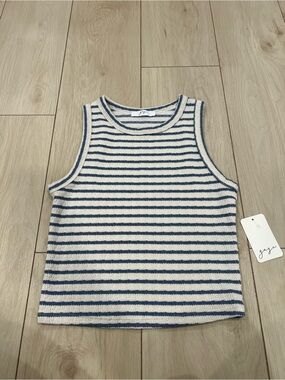 NEW w/tag Blue and ivory/cream Striped Ribbed Tank Top